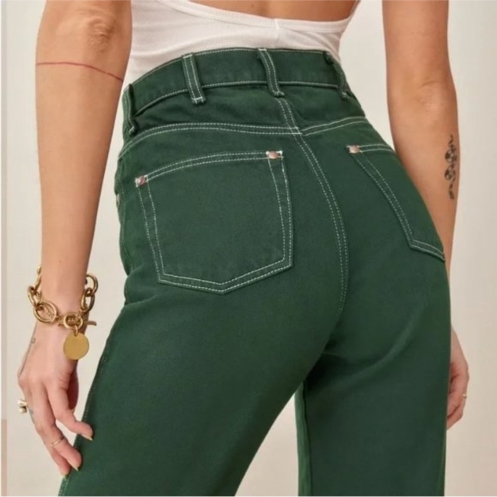 Reformation Cowboy Women’s Dark Green Emerald Straight Leg Jeans